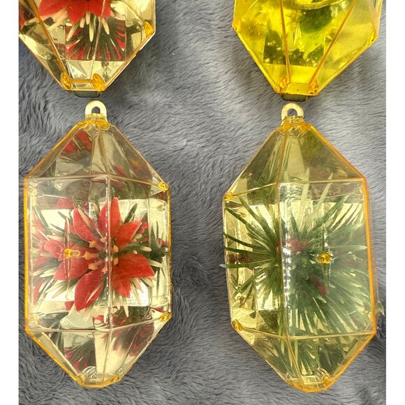 12 Vintage Jewel Brite Plastic Diamond-Shaped Ornaments Embedded Holiday Design - Picture 3 of 12
